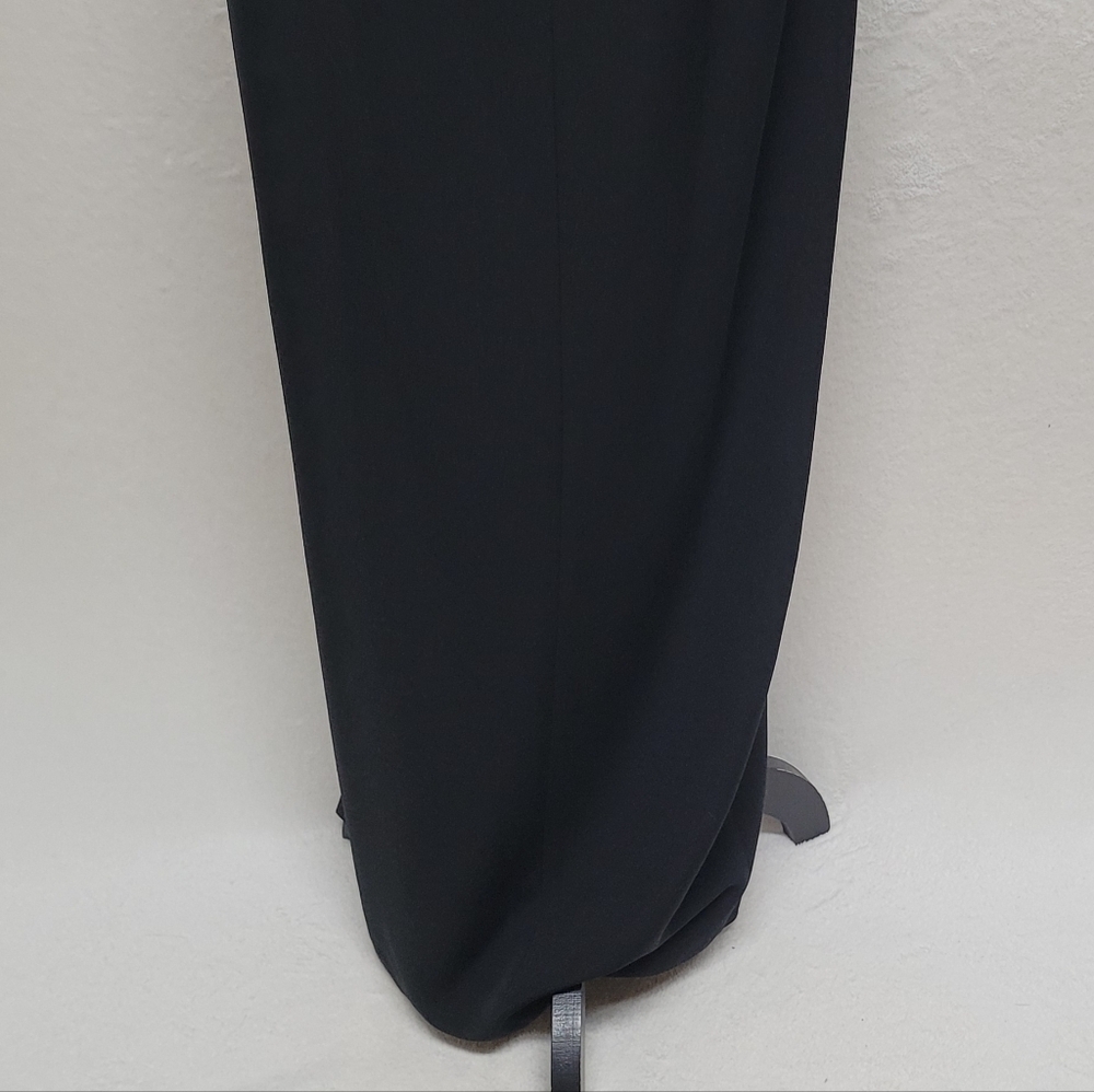 Vintage Andrea Polizzi Black Satin Crepe One-Shoulder Thigh Slit Backless Gown 6 - Picture 11 of 12